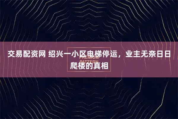 交易配资网 绍兴一小区电梯停运，业主无奈日日爬楼的真相